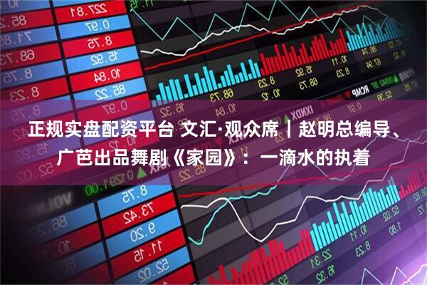 正规实盘配资平台 文汇·观众席｜赵明总编导、广芭出品舞剧《家园》：一滴水的执着