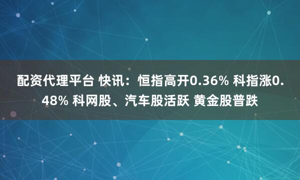 配资代理平台 快讯：恒指高开0.36% 科指涨0.48% 科网股、汽车股活跃 黄金股普跌